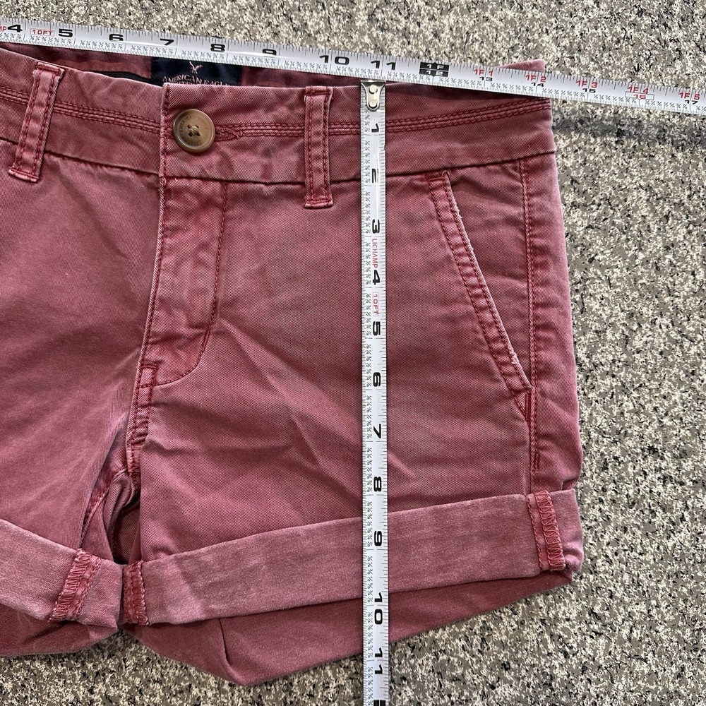 American Eagle Shorts Womens 0 28x3 Midi Chino Red Washed Stretch AE - Picture 5 of 6